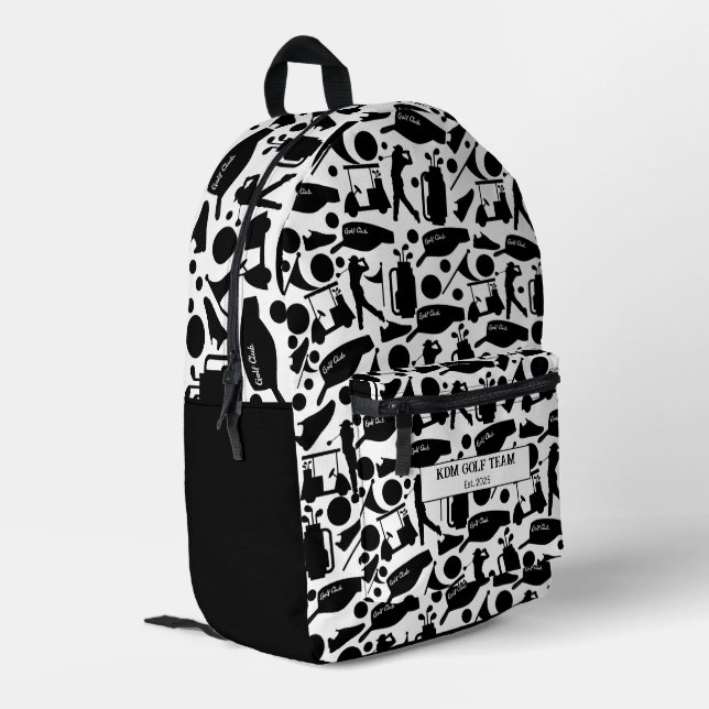Mochila Impresa Golf Silhouette Pattern Classic Black & White  (Esquina izquierda trasera)