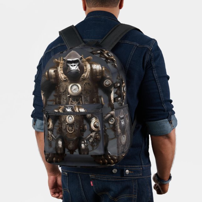Mochila Impresa Gorila futurista al vapor, (Insitu (Modelo))