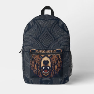 Mochila Impresa Gorra de camionero de arte tribal salvaje de cabez