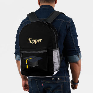 Mochila Impresa Gorrito de graduación con texto Topper de estilo e