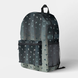 Mochila Impresa Gothic Crows Flying Silhouette Ombre Stripes