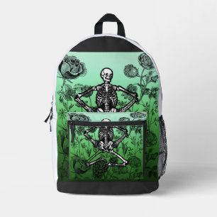 Mochila Impresa Gótico Botánico Vintage Esqueleto - Oscura Academi