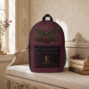 Mochila Impresa Gótico personalizado Mariposa nocturna Rosas Borgo