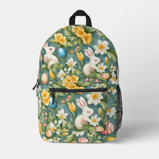 Mochila Impresa Graceful Apple Blossom, Tulips y Huevos de Pascua (Anverso)