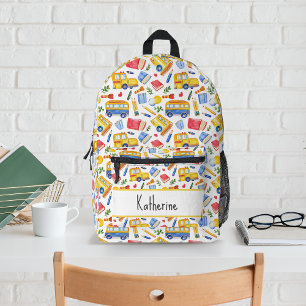 Mochila Impresa Gracioso Autobús Escolar Regresa Al Patrón De Nomb