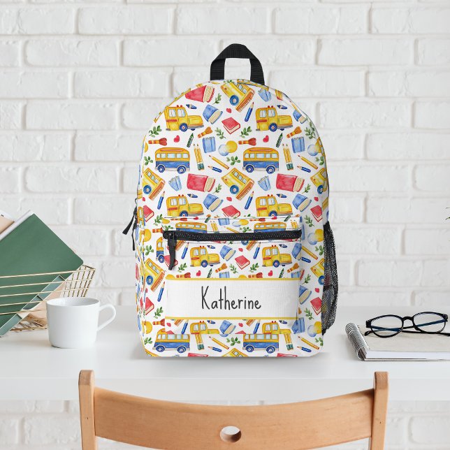 Mochila Impresa Gracioso Autobús Escolar Regresa Al Patrón De Nomb (Subido por el creador)