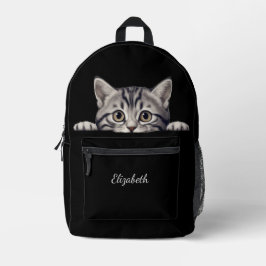 Mochila Impresa Gracioso Gray Tabby Cat Peeking