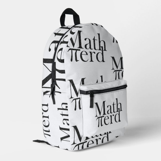 Mochila Impresa Gracioso maestro de ciencias Pi Math Nerd negro y  (Esquina izquierda trasera)