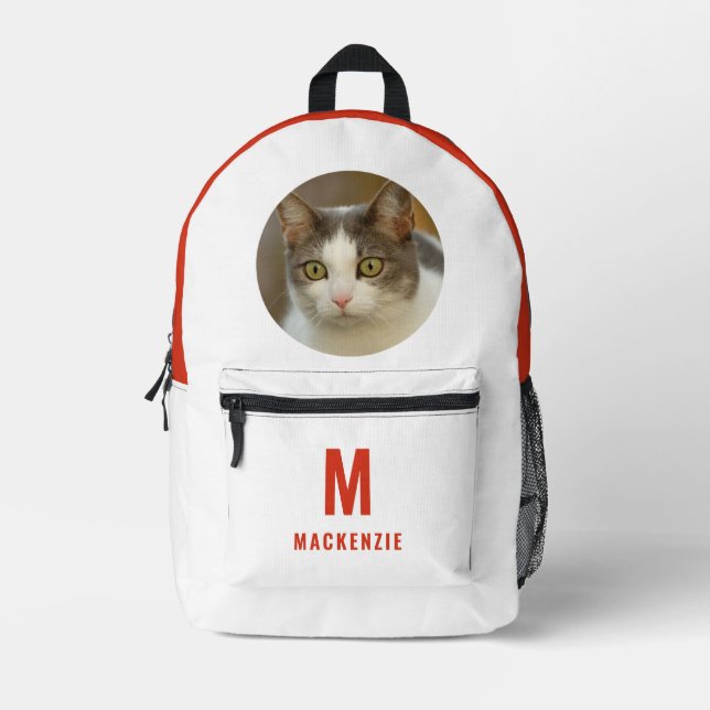 Mochila Impresa Gracioso Naranja fotográfico de Mascota de gato Mo (Anverso)
