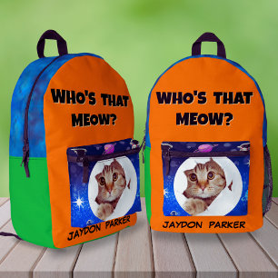 Mochila Impresa Gracioso nombre personalizado de espacio para gato