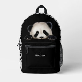 Mochila Impresa Gracioso oso Peeking Panda Bear con Pistas
