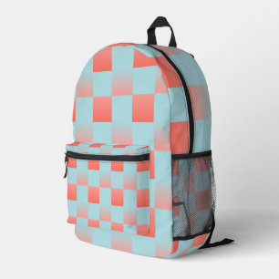 Mochila Impresa Gradiente a cuadros con estilo polvo azul coral ro