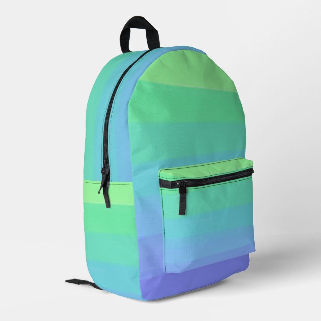 Mochila Impresa Gradiente de verdes y azules brillantes (Esquina izquierda trasera)