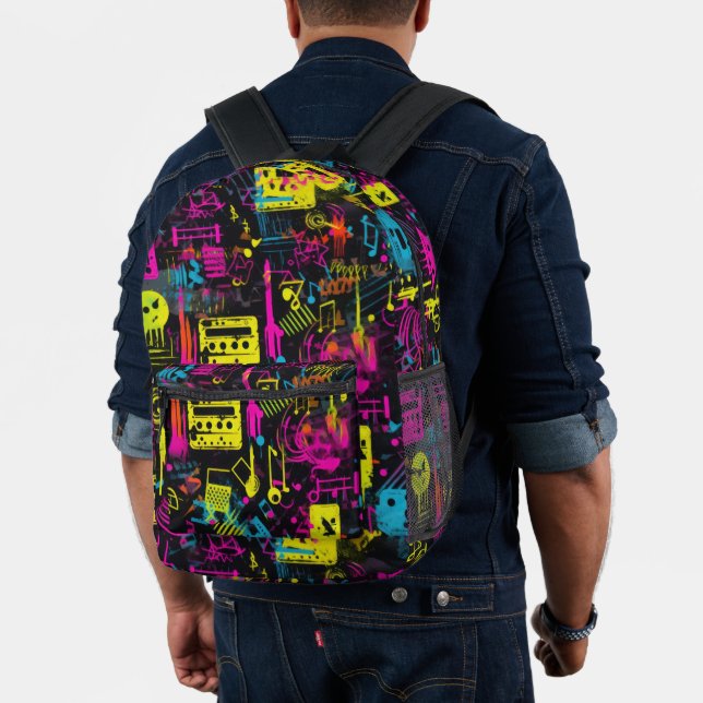 Mochila Impresa Graffiti de música neón (Insitu (Modelo))