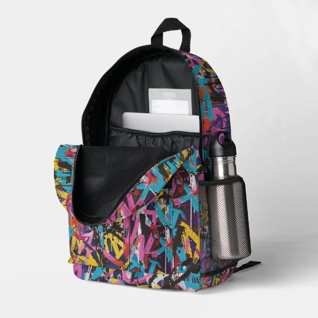 Mochila Impresa Graffiti Urban Streetwear Pattern  (Esquina trasera derecha (abierta))