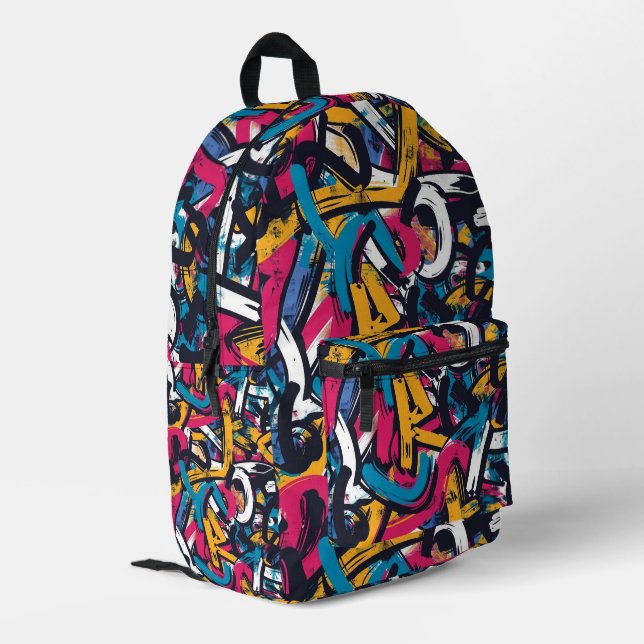 Mochila Impresa Graffiti Urban Streetwear Pattern  (Esquina izquierda trasera)
