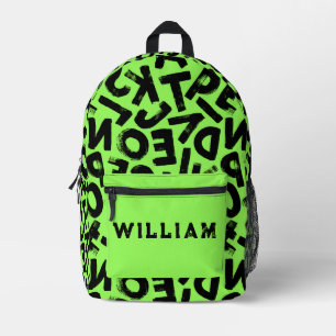 Mochila Impresa Graffiti verde neón y negro grunge letras Guay