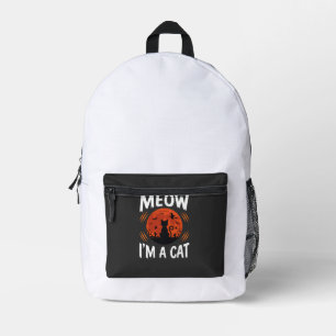 Mochila Impresa Gráfica de silueta de gato de Halloween divertida