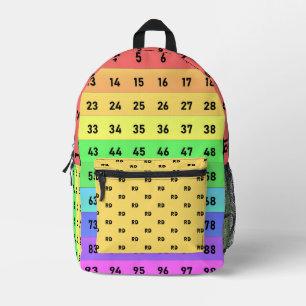 Mochila Impresa Gráfico de matemáticas del arcoiris monogramado 10