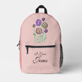 Mochila Impresa Gráfico floral de piruleta amo a Jesús rosa meloco