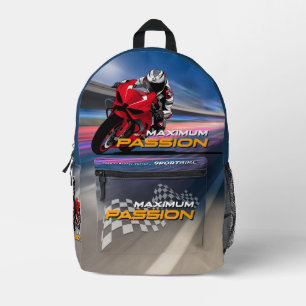 Mochila Impresa Gráficos de Ciclismo de Superbike Pasión Máxima