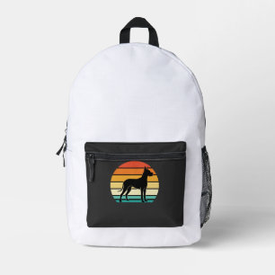Mochila Impresa Gran Danés Silueta de Perro Atardecer Retro