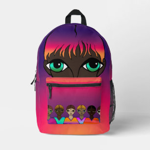 Mochila Impresa Gran Naranja de ojos y morado