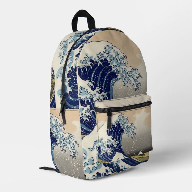 Mochila Impresa Gran ola de pintura japonesa Kanagawa (Esquina izquierda trasera)