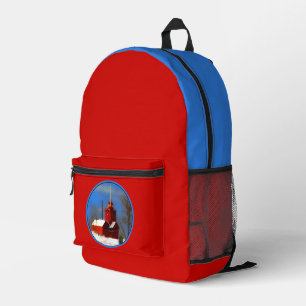Mochila Impresa Gran pintura de faro rojo - Arte original