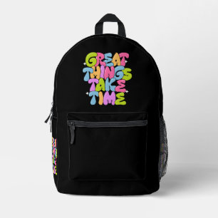 Mochila Impresa Grandes Cosas Que Llevan Tiempo En Camiseta