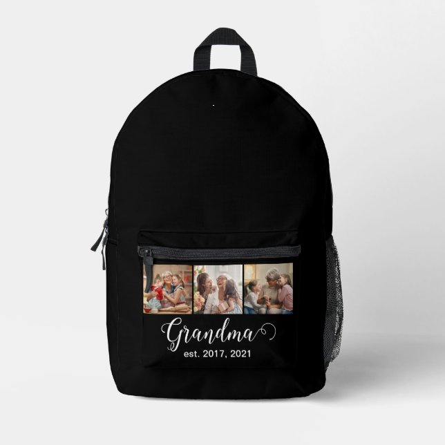 Mochila Impresa Grandma Established Script Gift 3 Photo (Anverso)
