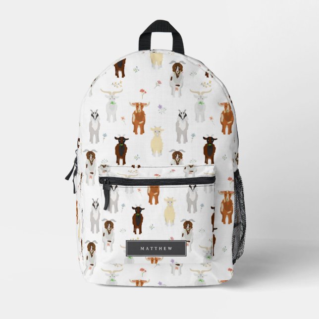Mochila Impresa Granja de cabras lindas (Anverso)
