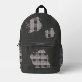 Mochila Impresa Gray and Gray Plaid Patches, Name 