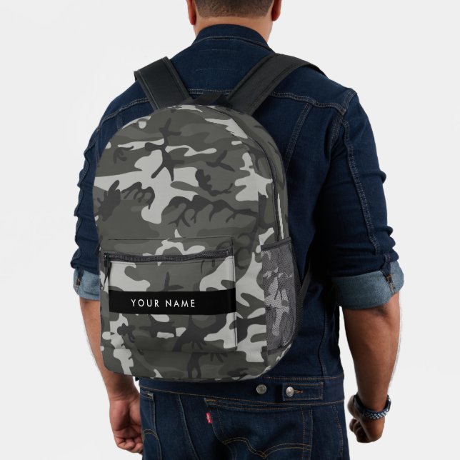 Mochila Impresa Gray Camouflage Pattern, Your name, Personalize (Insitu (Modelo))