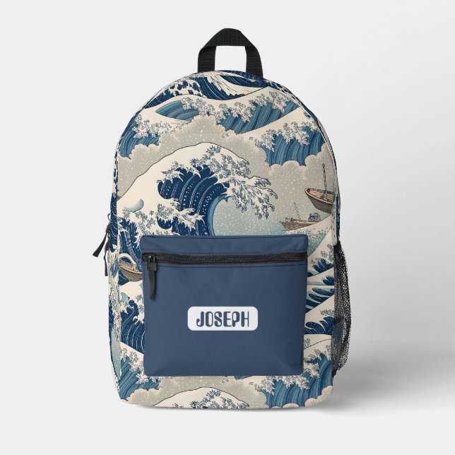 Mochila Impresa Great Wave Japanese Art Backpack (Anverso)
