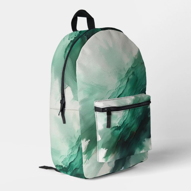 Mochila Impresa Green Abstract Emerald Vibes (Esquina izquierda trasera)