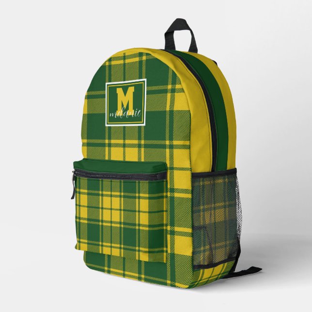 Mochila Impresa Green and yellow Tartan Plaid checkered Oregon (Esquina derecha trasera )