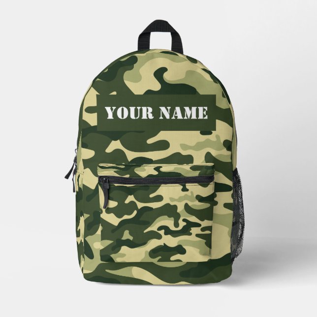 Mochila Impresa Green Camouflage camo Custom Name Printed Backpack (Anverso)