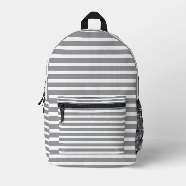 Mochila Impresa Grey & White Striped Backpack 💥 Cool & Modern  (Anverso)