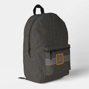 Mochila Impresa Gris con rayas naranjas