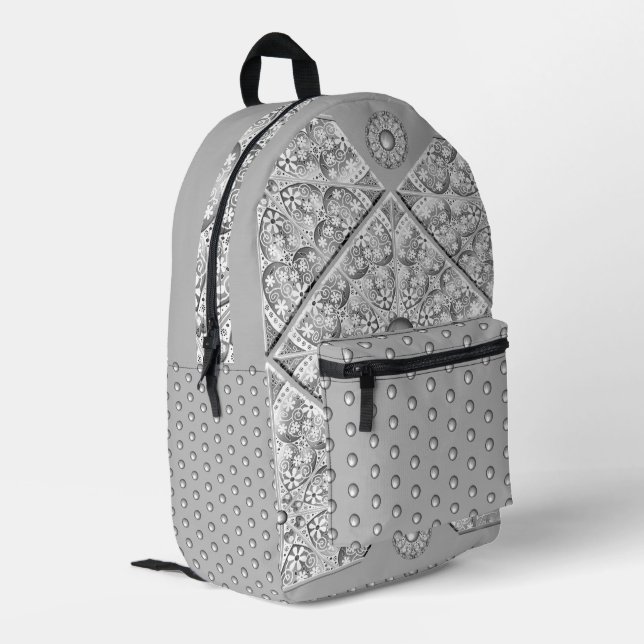 Mochila Impresa Gris de encaje cerámico (Esquina izquierda trasera)