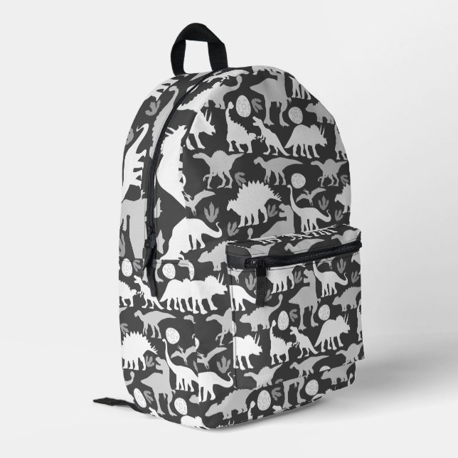 Mochila Impresa Gris Dino Pattern D Gray BG (Esquina izquierda trasera)