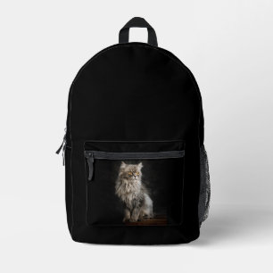 Mochila Impresa Gris Fluffy Cat