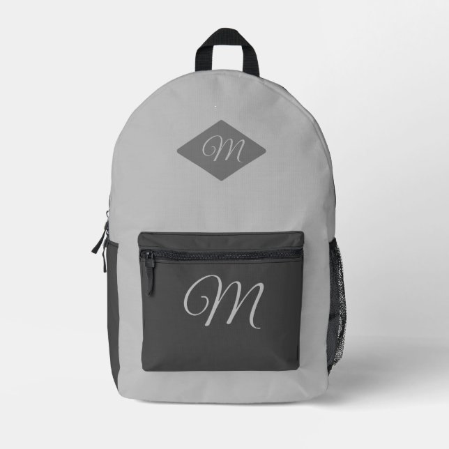Mochila Impresa Gris Monogramado De Dos Tonos (Anverso)