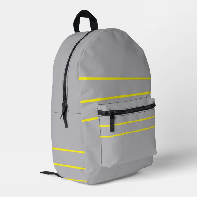 Mochila Impresa  Gris plateado con amarillo  (Esquina izquierda trasera)