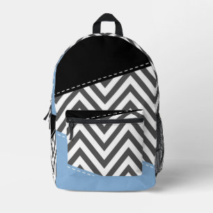 Mochila Impresa Gris Zigzag, Gris Chevron, Zigzag Pattern, Azul