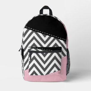 Mochila Impresa Gris Zigzag, Gris Chevron, Zigzag Pattern, Rosa