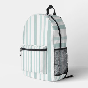 Mochila Impresa Grises Grises Grises Línea Verde Tiras En Blanco