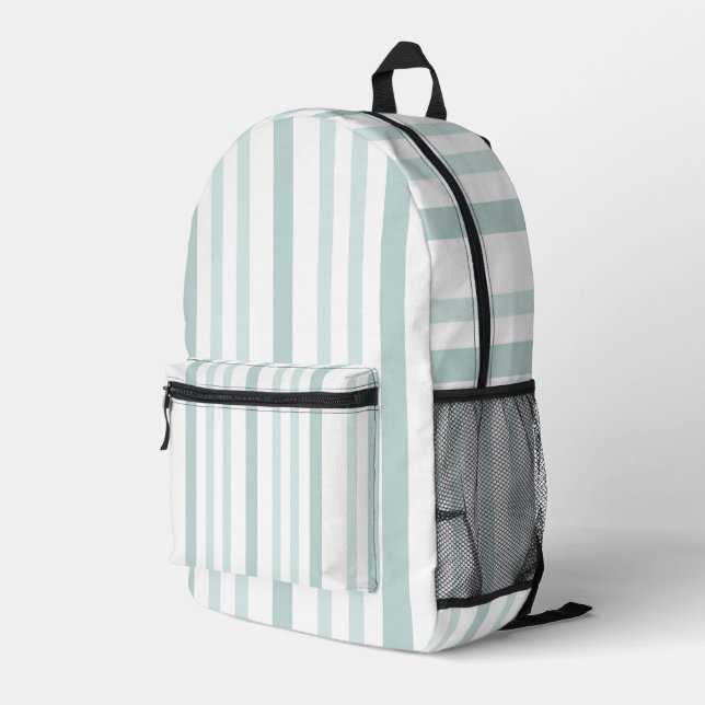 Mochila Impresa Grises Grises Grises Línea Verde Tiras En Blanco (Esquina derecha trasera )