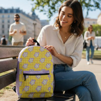 Groovy amarillo morado morado moderno floral perso